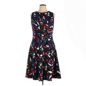 EUC Anne Klein Geometric Sleeveless Crew Neckline Dress Size 10 Blue and Pink